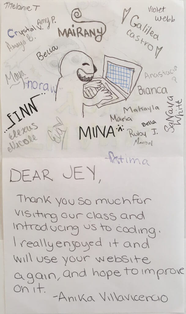 Coding workship thank you card