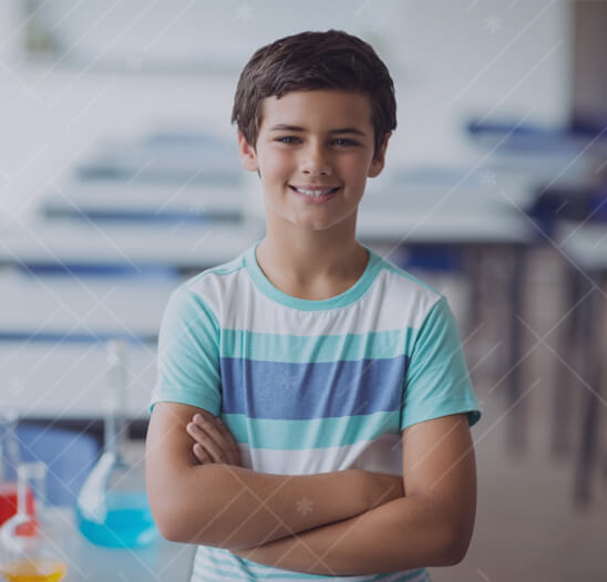 Middle school boy in classroom