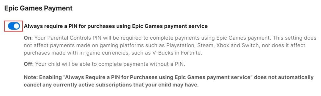 Epic games payment