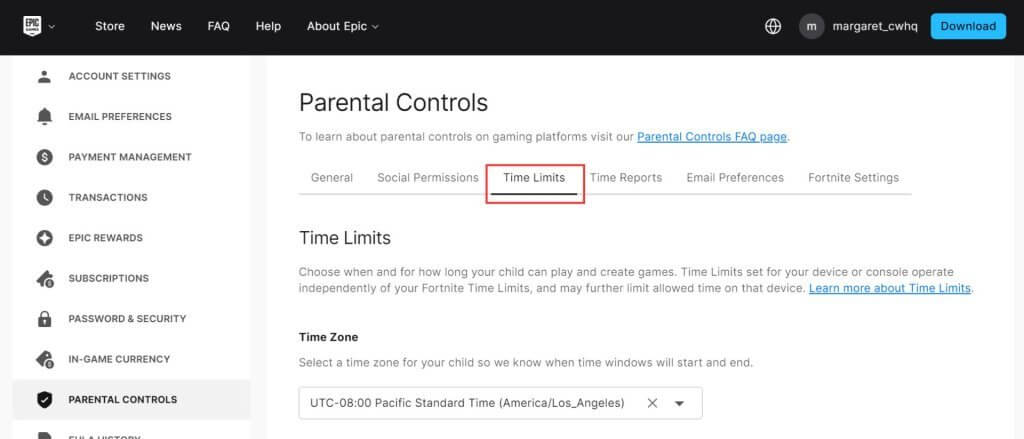 Fortnite parental controls time limits