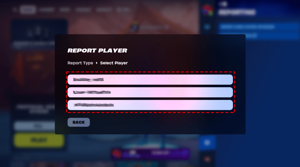 Report player's name